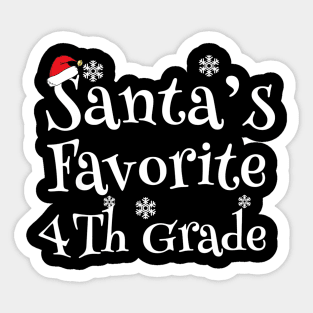 Santa's Favorite Fourth Grade Funny Teacher Gift School Sticker